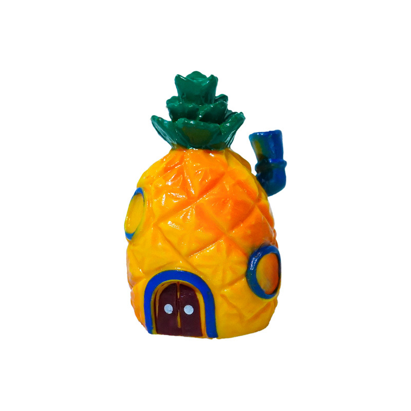 Venta caliente pecera acuario adorno sumergido dibujos animados mini casa de piña PVC no se rompe agua pescado y camarones tanque de refugio