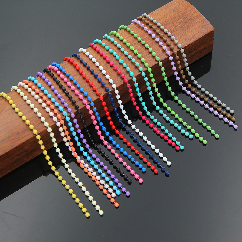 现货DIY金属彩色烤漆吊牌珠链 毛绒玩具糖果色钥匙扣饰品珠链挂件