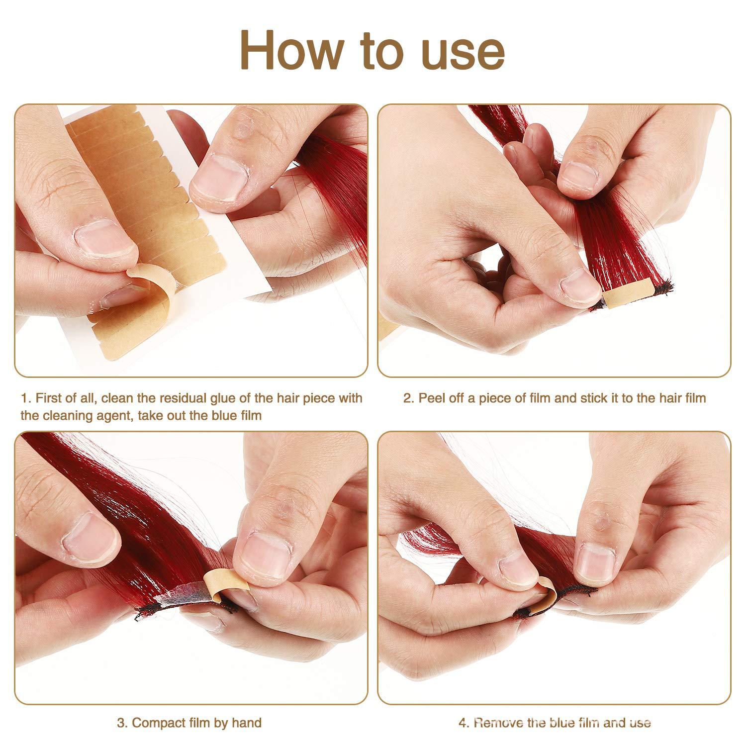 Película de peluca de pu pegajosa, cinta de extensión de cabello de reemplazo de pegamento azul de walker, peluca biológica impermeable y resistente al sudor, cinta de doble cara