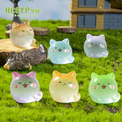 かわいい発光子猫マイクロ風景デスクトップ装飾品漫画 DIY ロングテール猫車の装飾アクセサリー装飾品