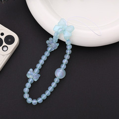 娜佳新款人魚姬蝴蝶結小熊配件手機殼飾品掛繩短款手機鏈手腕帶女