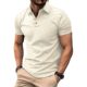 European and American ins Amazon 2024 summer POLO shirt T-shirt simple solid color men's button jacquard short sleeve top