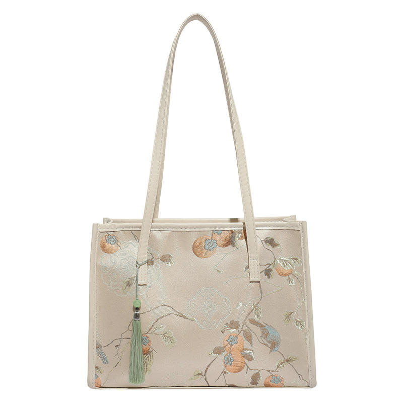 Nueva bolsa china de mujer 2025, nueva bolsa de bambú, flor de estilo nacional, bolsa de hombro, bolsa de mariposa, pez dorado, brazo