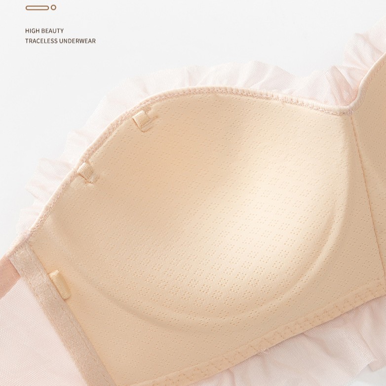 Encaje dos ropa interior antideslizante para niña, pecho pequeño, sujetador ajustable con volantes
