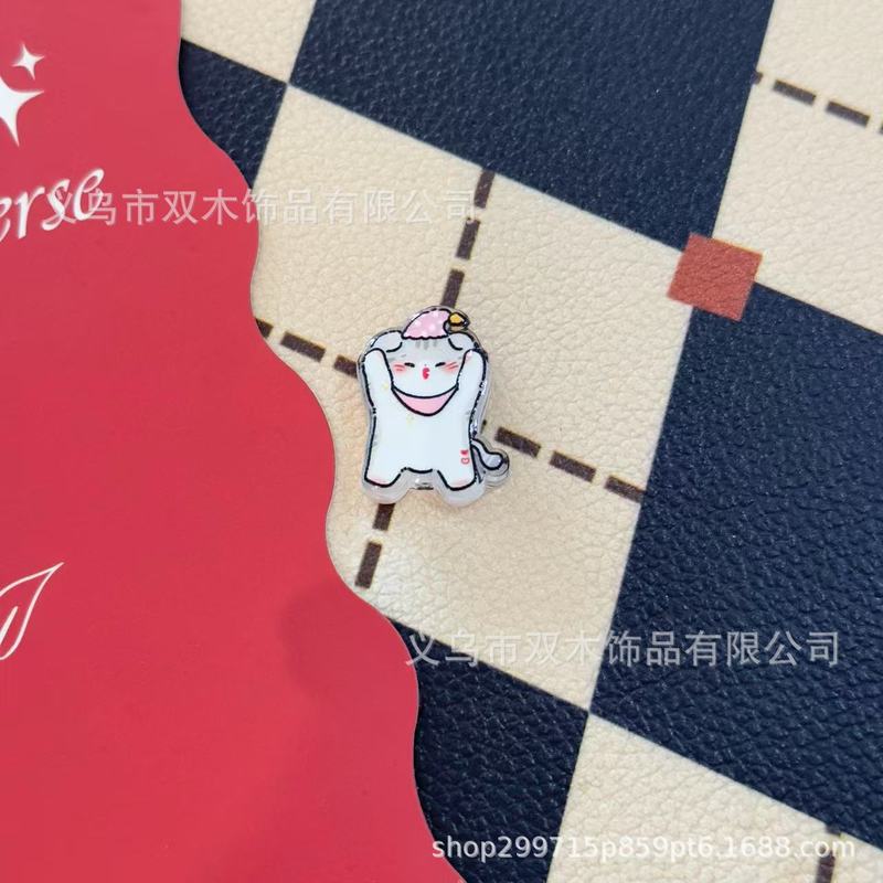 印花浮雕卡通小猫透明板材串珠 diy手链手机链包挂车挂饰品配件|undefined