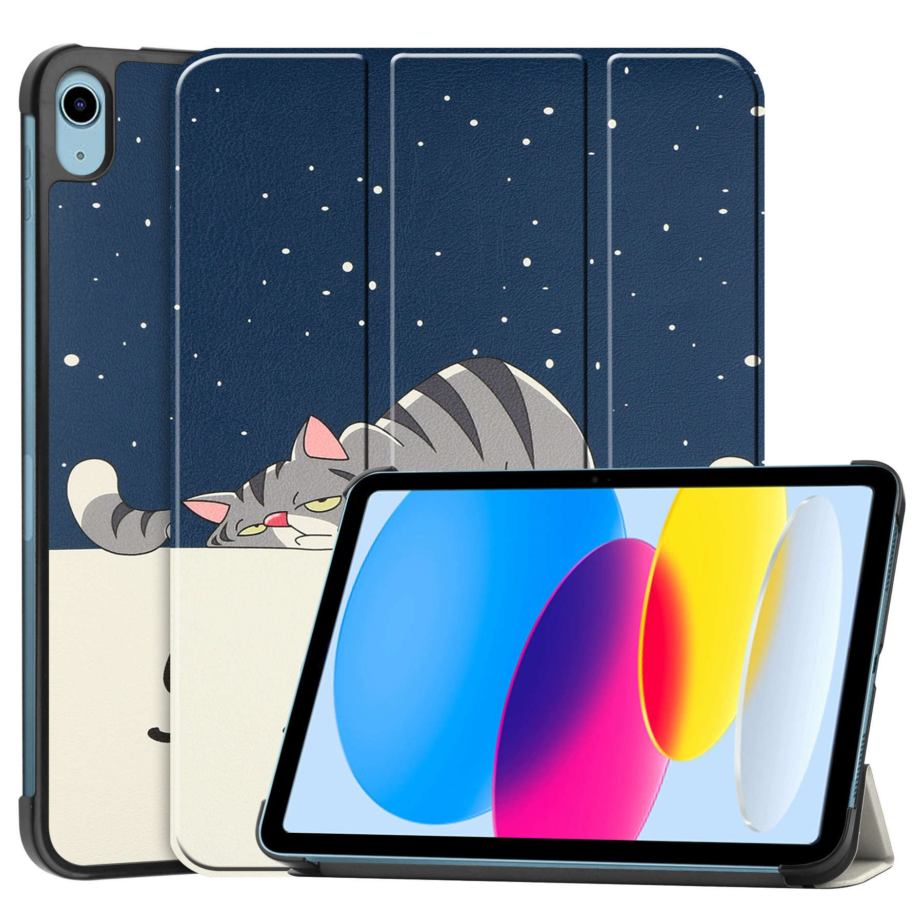 Подходит для iPad / New iPad 10.9, защитный чехол, Pro 12.9 2024, трёхскладной противоударный чехол для планшета