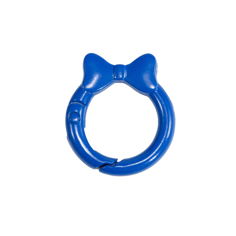 蝶結びカラースプリングバックル蝶ネクタイリング明るいスプリングリングキーホルダーDIY部品合金接続リング