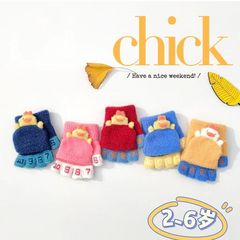子供用保温手袋秋冬人気アニメかわいいジャカードニット手袋2-6歳赤ちゃん手袋スポット