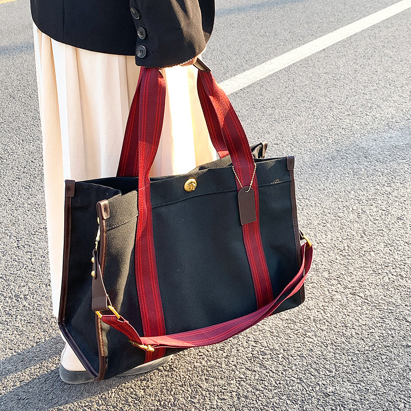 Bolsos para mujer, bolsos cruzados de moda, nuevos bolsos de lona retro simples, bolsos de mano de colores contrastantes de tendencia nicho