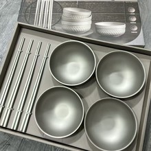 钛双层碗加厚隔热饭碗家用汤碗钛合金高档套装户外野营防摔防烫套