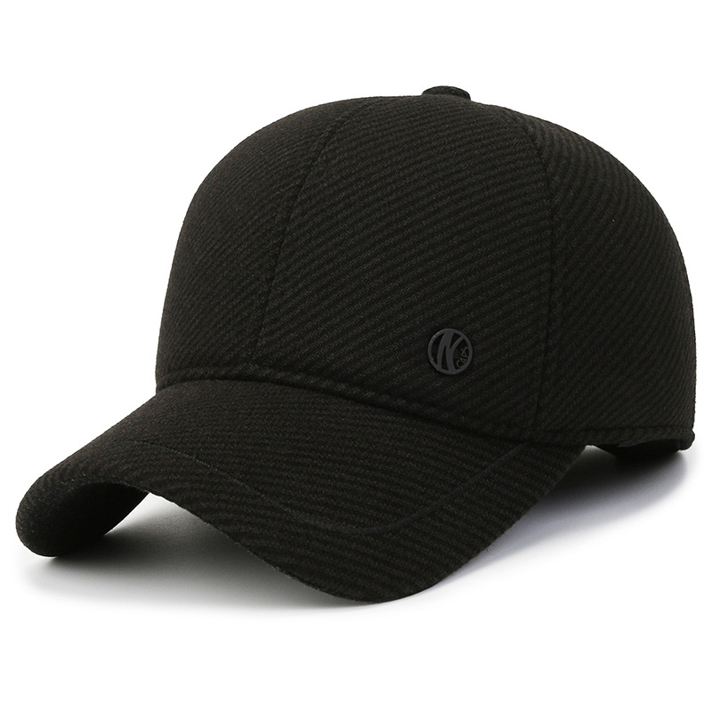 Warm Men's Wool Baseball Cap With Ear Protection For Winter_voghion.com