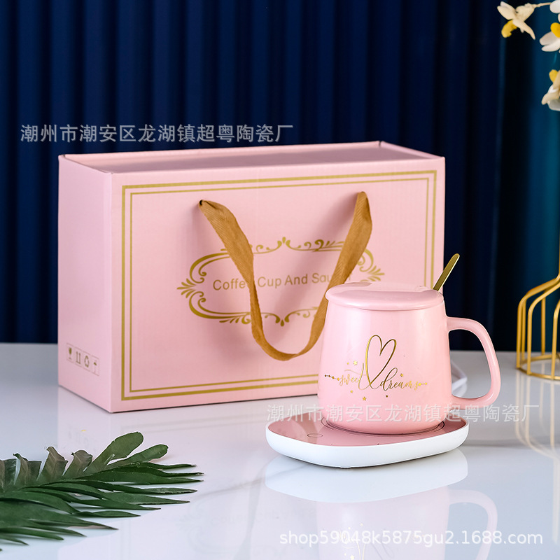 Taza de cerámica regalo de alta apariencia Calefacción Automática 55 grados taza de temperatura constante taza caliente logotipo impreso para la entrega