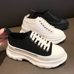 McQueen Canvas Shoes for Women - 2021 Summer New Single Shoes with Heel Lift, Thick Sole, Low Top, Casual and Versatile Sports Shoes