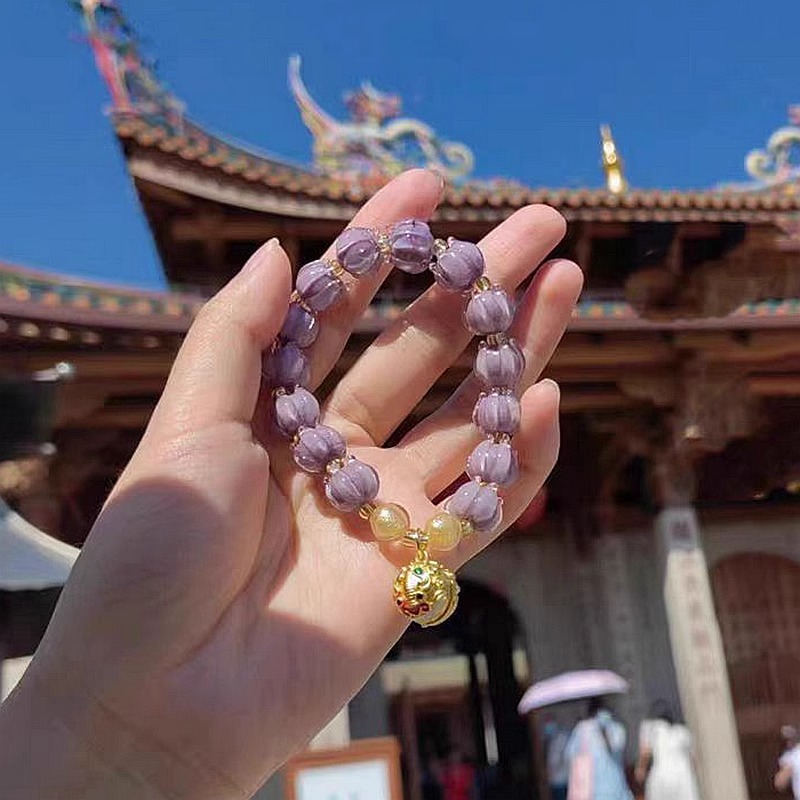 Temple with Twilight Mountain Glaze Rouge Snow Orchid Bell Dragon Bell Bracelet Single Circle Good Luck Bracelet Graduation Gift