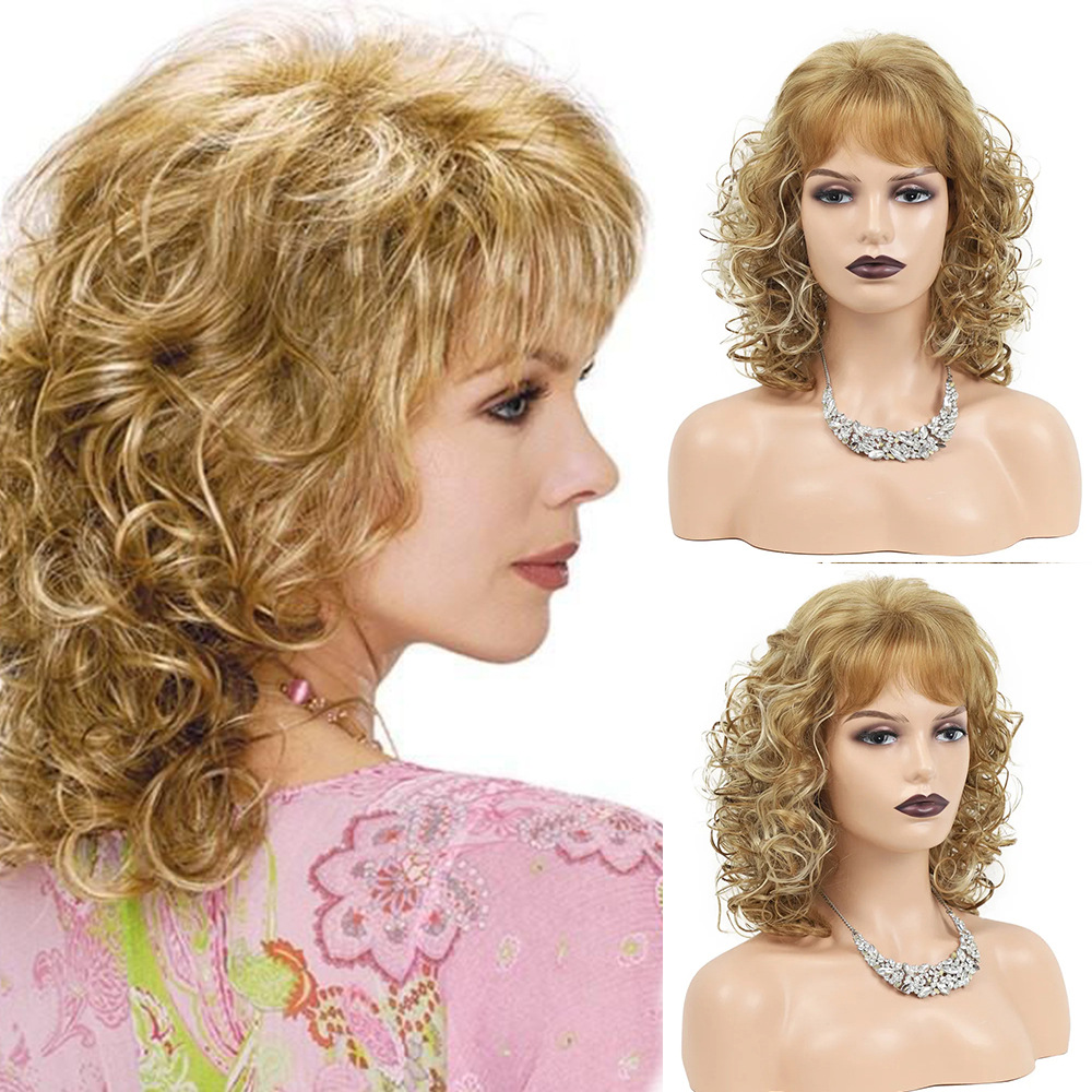 Golden synthesized wig