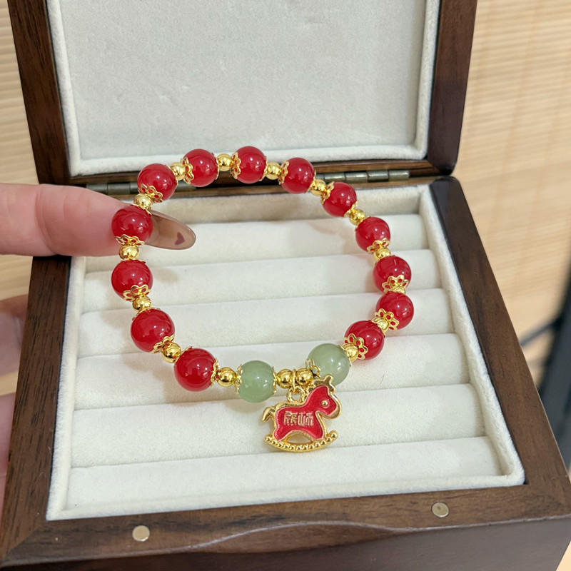 Women's Zodiac Horse Bracelet, Beaded Handmade, Blessing for the Year of the Horse, New Year's Gift