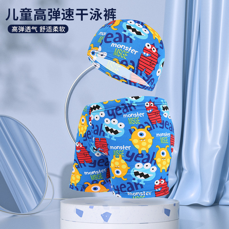 Bañador de natación para niños traje de baño lindo dibujos animados boxeador bañador impreso pantalones de playa para adolescentes y niños al por mayor