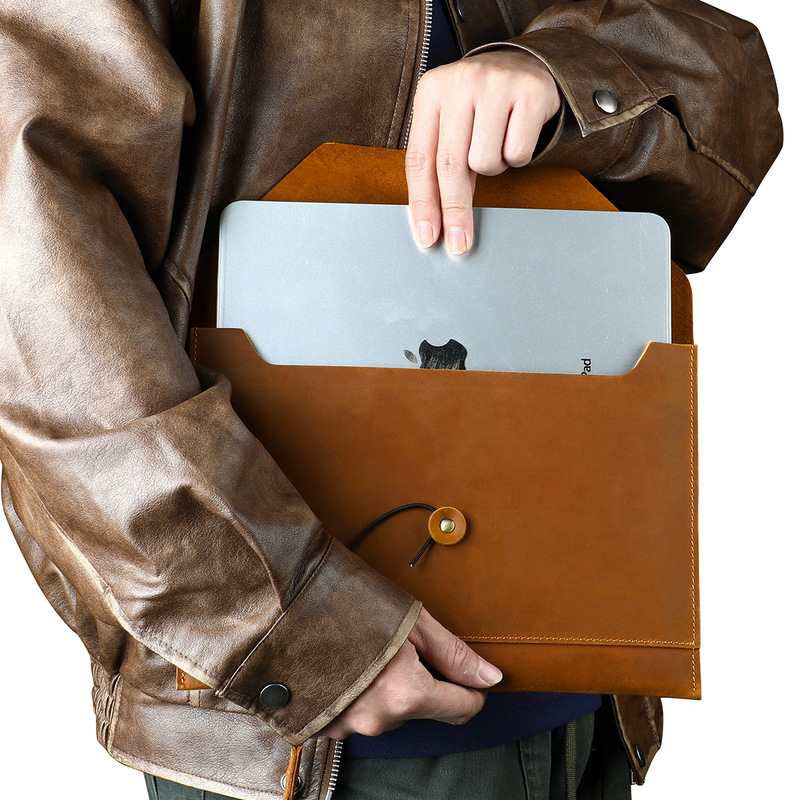 Crazy Horse Leather Apple Huawei Computer Bag Leather Case iPad Notebook Briefcase Top Layer Envelope Bag Genuine Leather Card Bag
