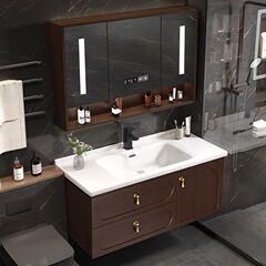 中国式ゴム木浴室キャビネット洗面器セット木造洗面器トイレセラミック一体洗面器洗面器
