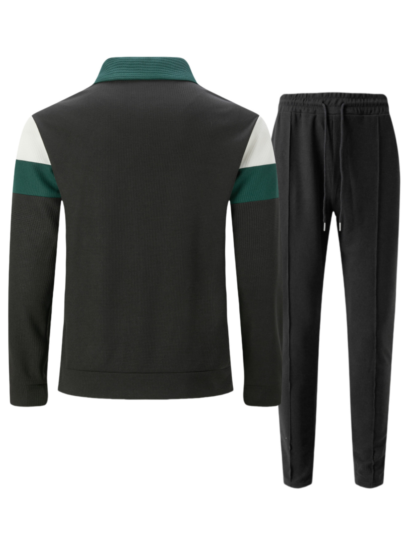 Casual herrset med waffle knit jacka och byxor_voghion.com