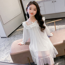 2025新款儿童睡裙莫代尔春秋季长袖女孩宝宝公主风女童睡衣家居