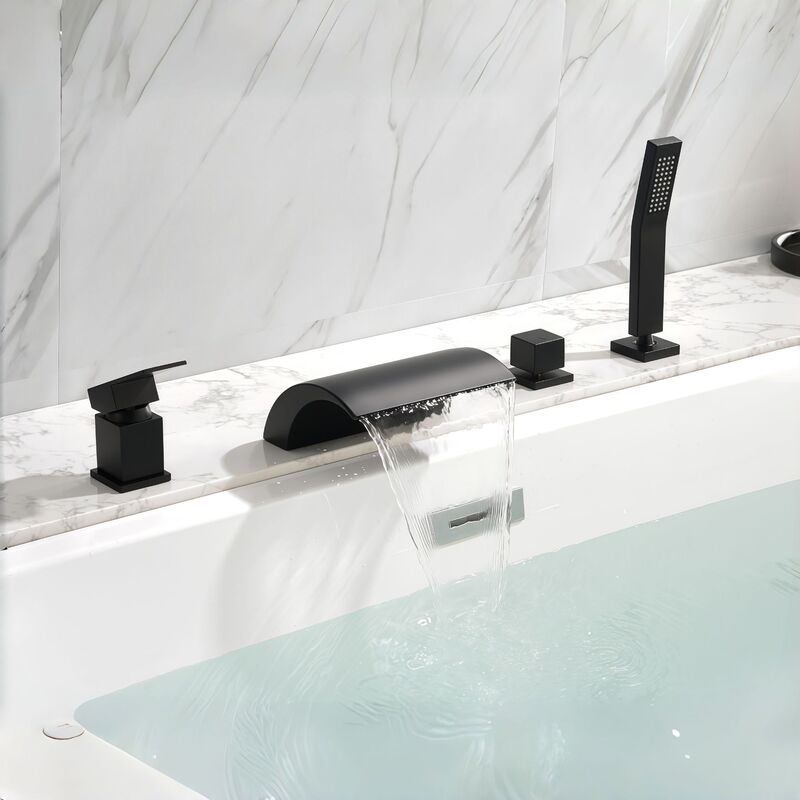 Bathtub Faucet with Large Waterfall Outlet, Hotel Hot Spring Hot and Cold Water Mixing Valve, Tank-Side Large Flow Spray Nozzle