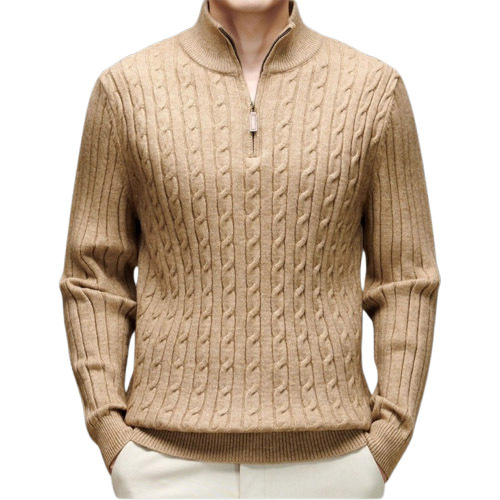 Explosiones transfronterizas de tamaño europeo medio cremallera jersey de hilado suéter hombre viejo viento de negocios otoño invierno fábrica al por mayor