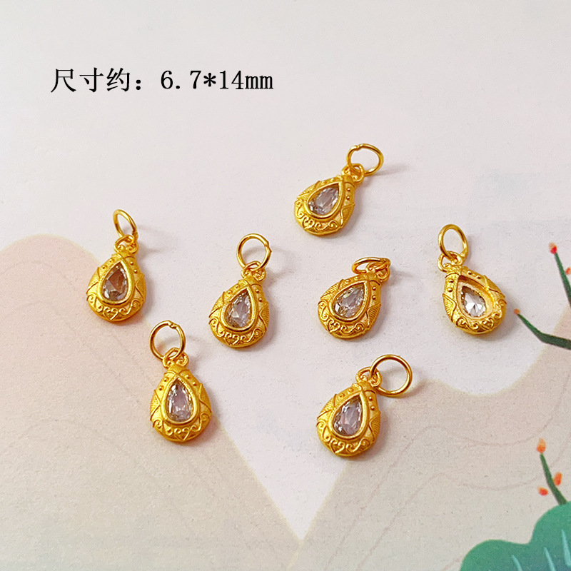 DIY Accessories S925 Silver Gold-Plated Small Drop Necklace Pendant Bracelet Charm Bead Spacer Loose Beads Jewelry Materials