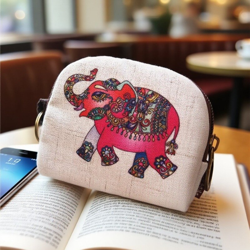 New cotton and linen printed cartoon change key case coin bag small wallet key storage bag New cotton and linen printed cartoon change key case coin bag small wallet key storage bag