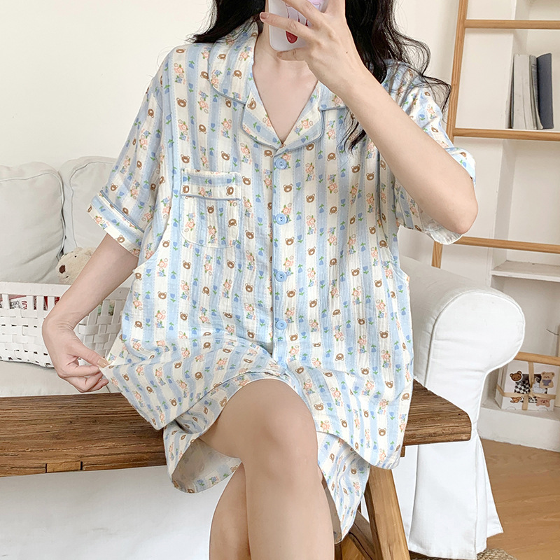 2024 New Summer Short-sleeved Pure Cotton Moon Suit Double-layer Pregnant Women Pajamas Lactation suit Postpartum Home Suit 2024 New Summer Short-sleeved Pure Cotton Moon Suit Double-layer Pregnant Women Pajamas Lactation suit Postpartum Home Suit