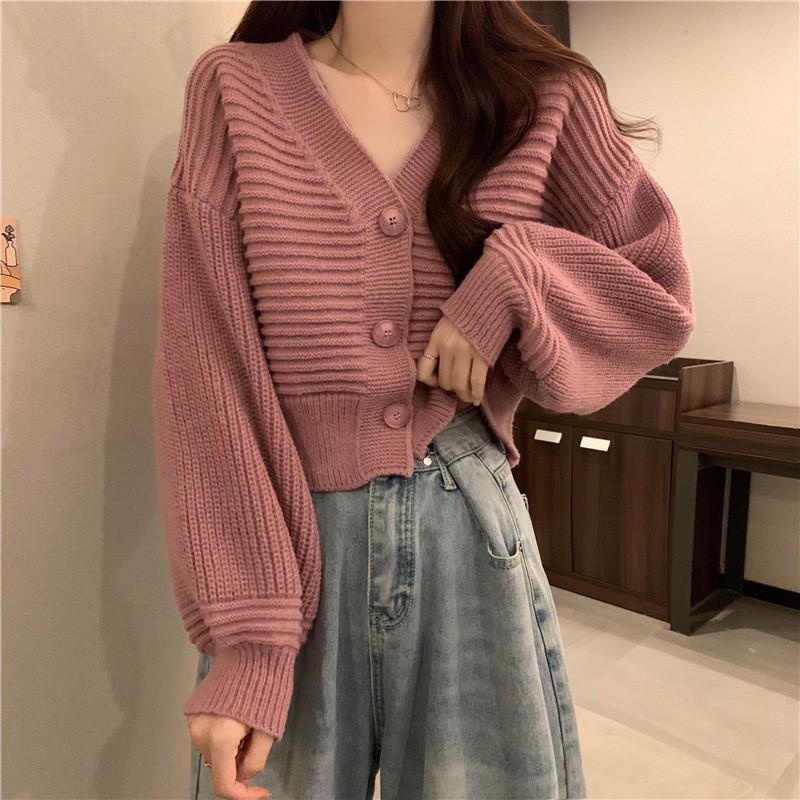 Cardigan de punto de cuello en V para mujeres 2025 otoño y invierno nuevo suéter holgado perezoso abrigo chic chaqueta pequeña al por mayor image 10