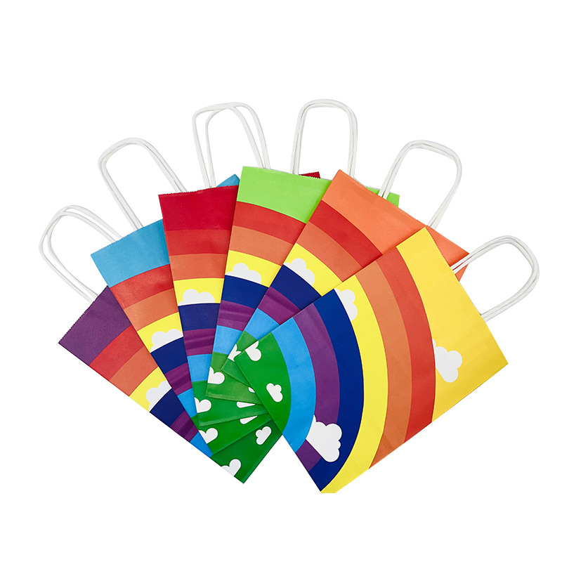 Transfronterizo Nuevo Arco Iris bolsa de embalaje de papel Kraft tuerca snack regalo embalaje bolsa de papel leche té ropa regalo portátil
