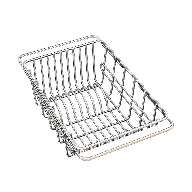 304 acero inoxidable lavabo de cocina cesto de drenaje lavavajillas estante de platos telescópicos estante de almacenamiento de frutas y verduras