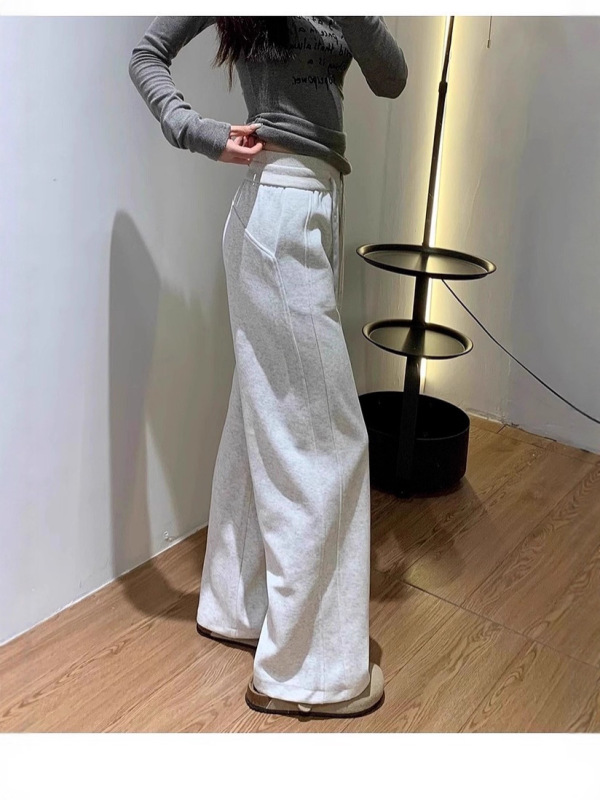白灰色阔腿裤女夏2025新款春秋季薄款裤子小个子窄版休闲运动卫裤|undefined