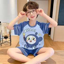 儿童睡衣男童夏季薄款短袖小男孩2026新款大童宝宝空调家居服套装
