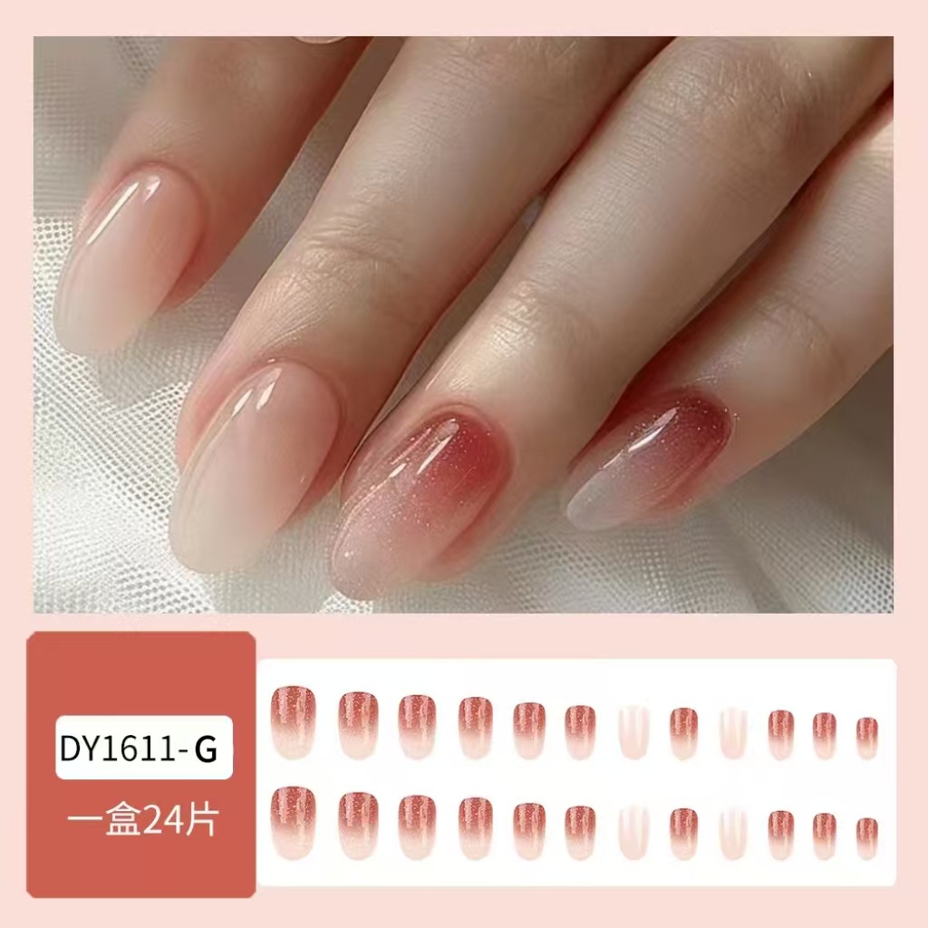 Ventas transfronterizas de polvo suave parche de uñas de color cálido de estilo dulce polvo desnudo suave ambiente de uñas image 7