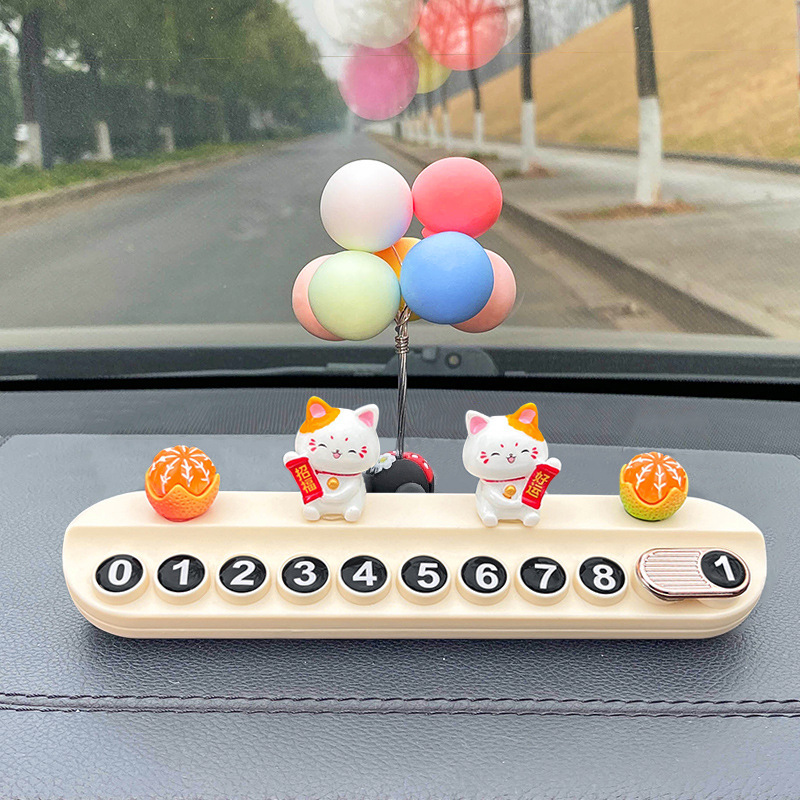 ラッキーキャット車の一時駐車プレート、女性の車の移動電話プレート、車の携帯電話番号プレート、装飾用品を隠すことができます|undefined