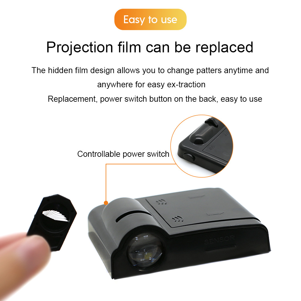 Auto LED puerta luz de bienvenida batería pegada inducción de apertura automática de proyección patrón de moda