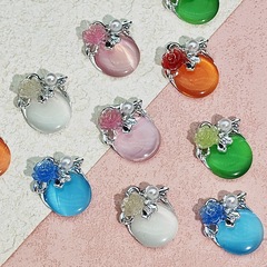 UV 色保持電気メッキローズキャッツアイペンダント DIY イヤリングネックレスブレスレットデザイン合金ジュエリーアクセサリー