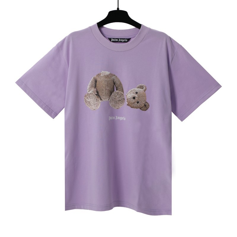 Versión correcta pa marca de moda oso roto manga corta palmera High Street ins oso de peluche tiburón hombres y mujeres pareja camiseta