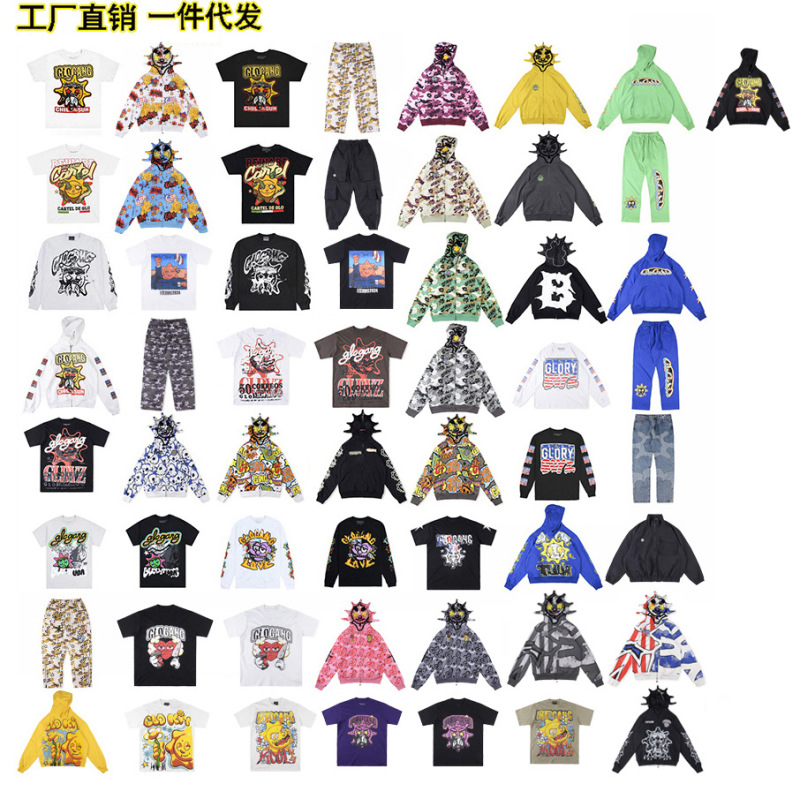 Foreign trade wholesale Glo Gang Long sleeve Tee European and American fashion brand short sleeve long sleeve men's and women's T-shirts Foreign trade wholesale Glo Gang Long sleeve Tee European and American fashion brand short sleeve long sleeve men's and women's T-shirts