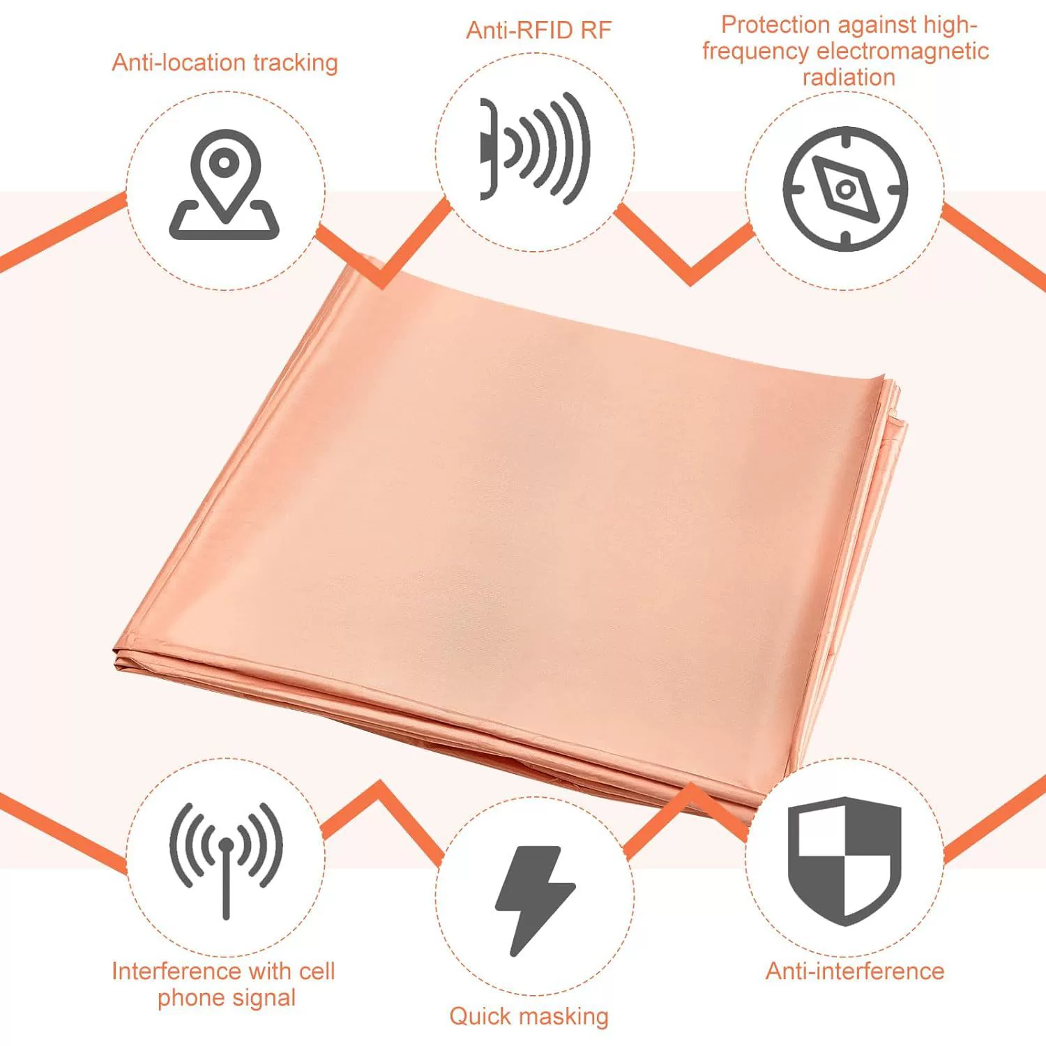 Золотистая RFID проводящая ткань с медным волокном, Фарадеевское полотно для экранирования сигналов