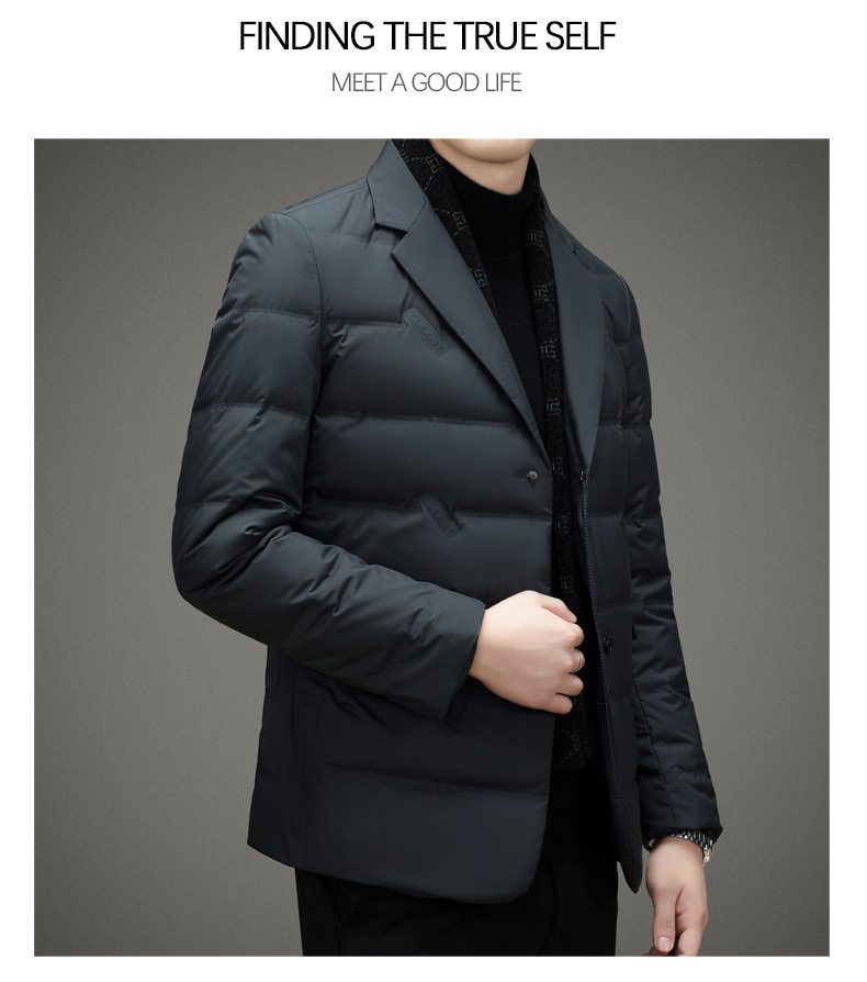 Men's Clothing Fashionable Simple Suit Scarf Collar Down Jacket Men's Autumn and Winter Trendy Warm Down Jacket Suit Style Down Jacket_voghion.com