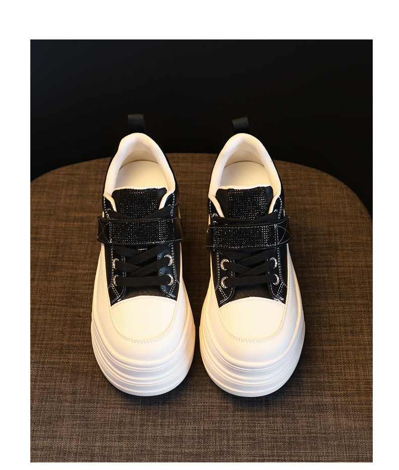 Giày sneaker nữ đế dày tăng chiều cao 9,5 cm, dây Velcro trắng phong cách thể thao — màu be chi tiết 19