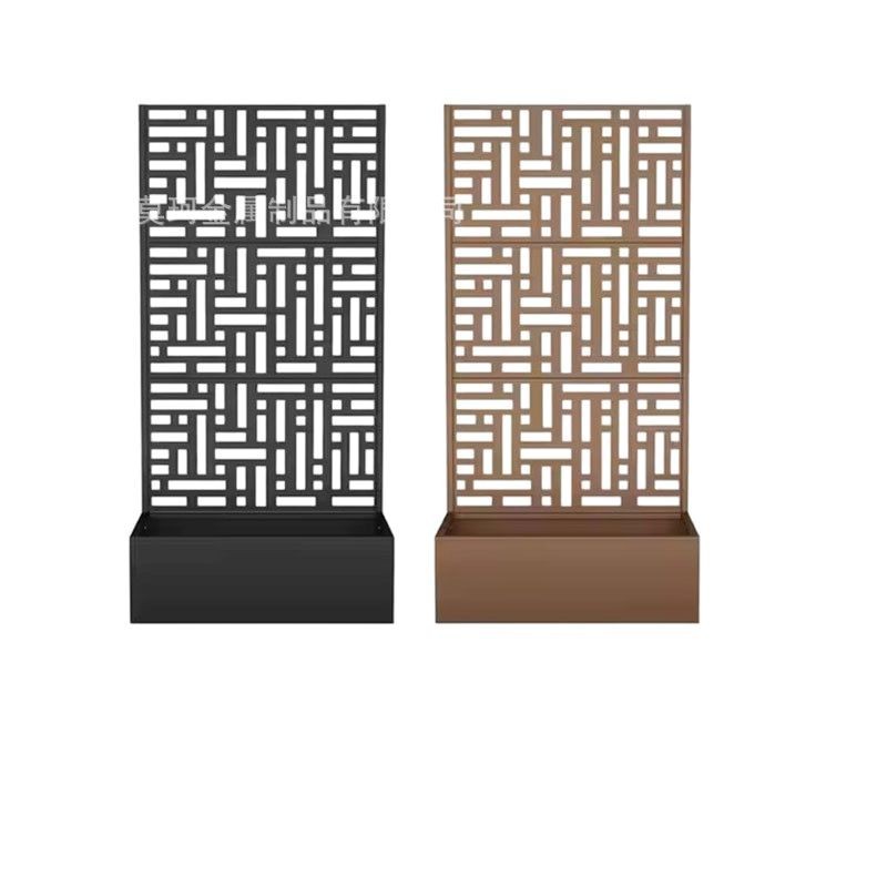 Caja de flores de pantalla de placa galvanizada para exteriores Combinación de caja de flores de partición de pantalla de metal Combinación de caja de plantación de pantalla de metal