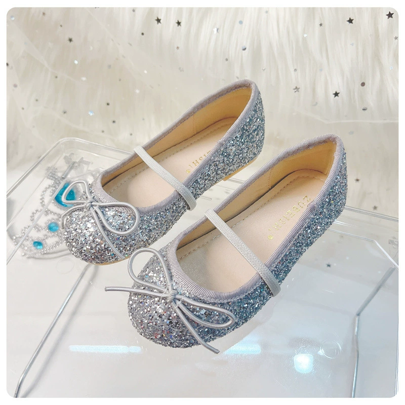 Туфли принцессы для девочек, весенние новые сценические туфли с платьем, туфли с блестками и стразами, одиночные туфли для девочек, детская кожаная обувь