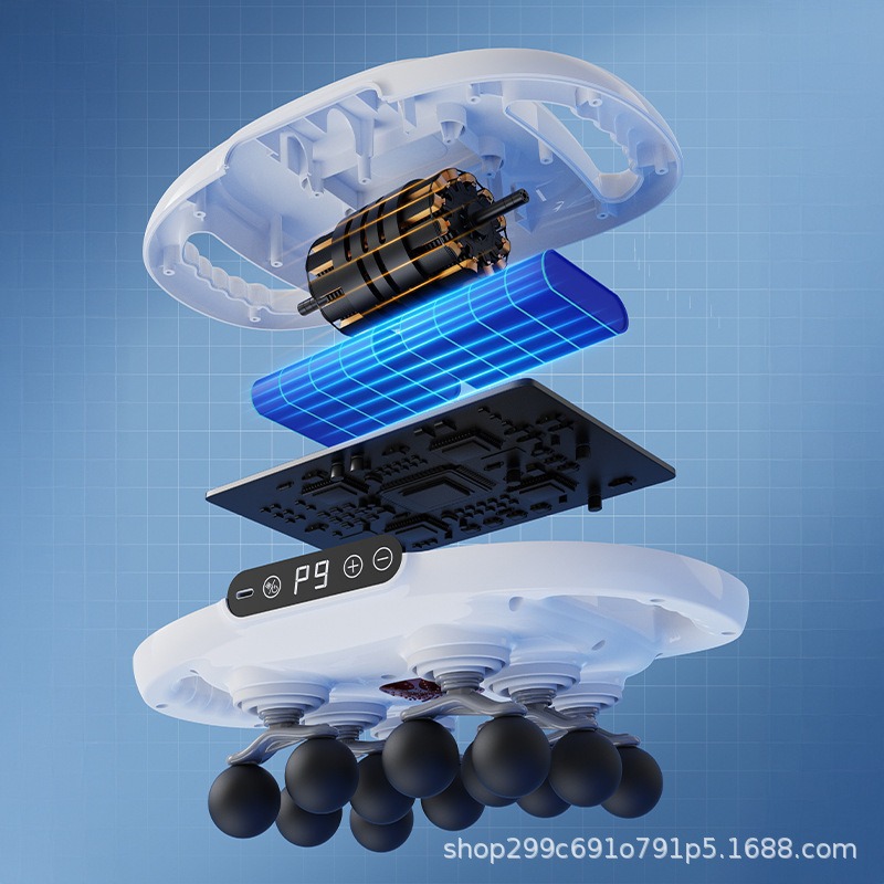 Masajeador multipropósito profesional para relajación profunda de los músculos lumbares y dorsales con pistola fascial transfronteriza de 12 cabezas