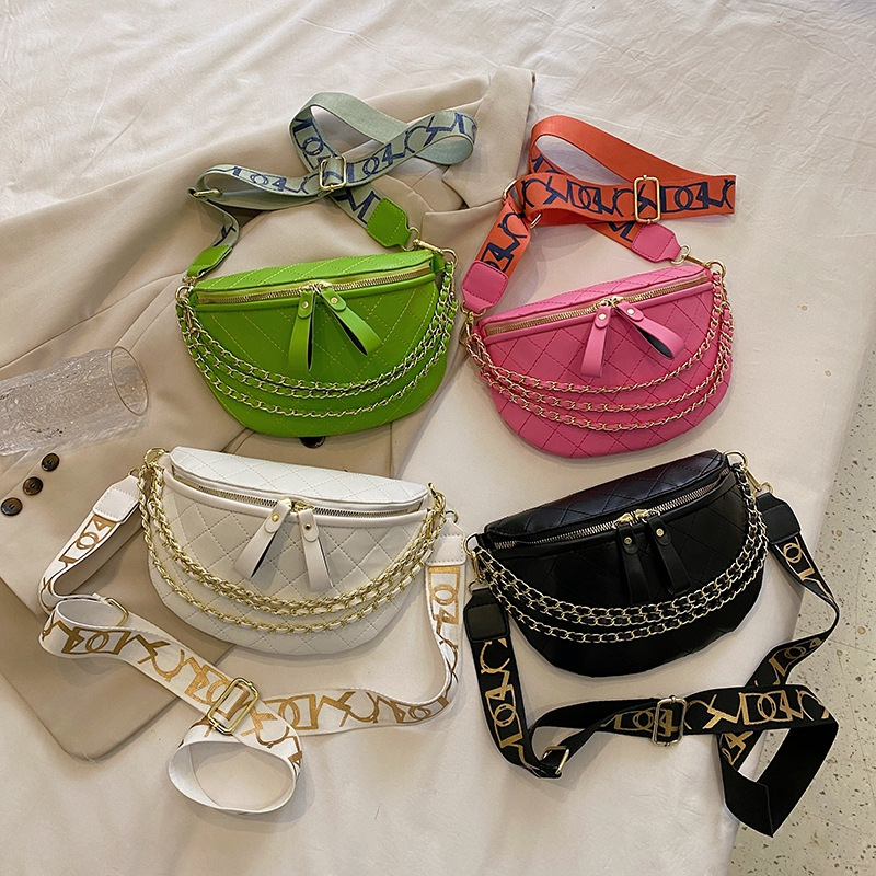 Modna torba na talię 2024 summr nw chain single crossbody, damska torba na klatkę piersiową, szeroki pasek na ramię, mobil phon coin_voghion.com