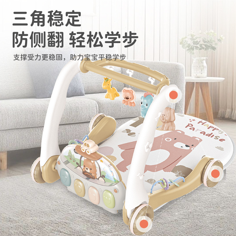 Nuevos productos transfronterizos de música infantil gimnasio juguetes de 0 - 1 años de edad piano para bebés 2 combinaciones de carro