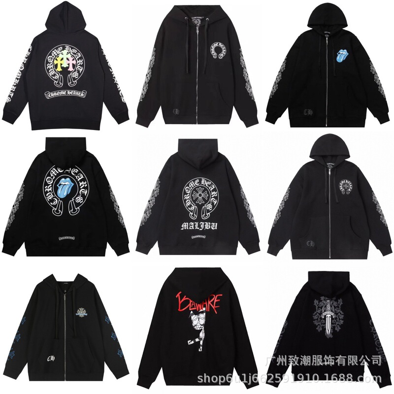 Autumn and Winter Trendy Brand 26 New Style Cardigan with Sanskrit Letter Cross Print Hooded Sweatshirt Unisex Loose Zipper Jacket